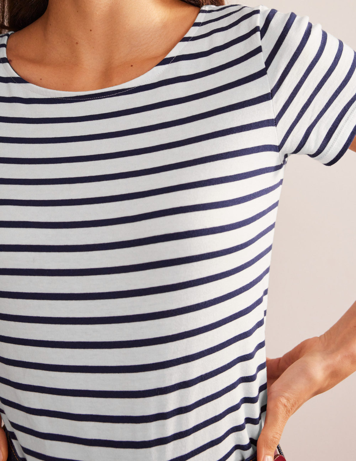 Ella Bretonshirt mit kurzen Ärmeln-Naturweiß, Marineblau - Image 2