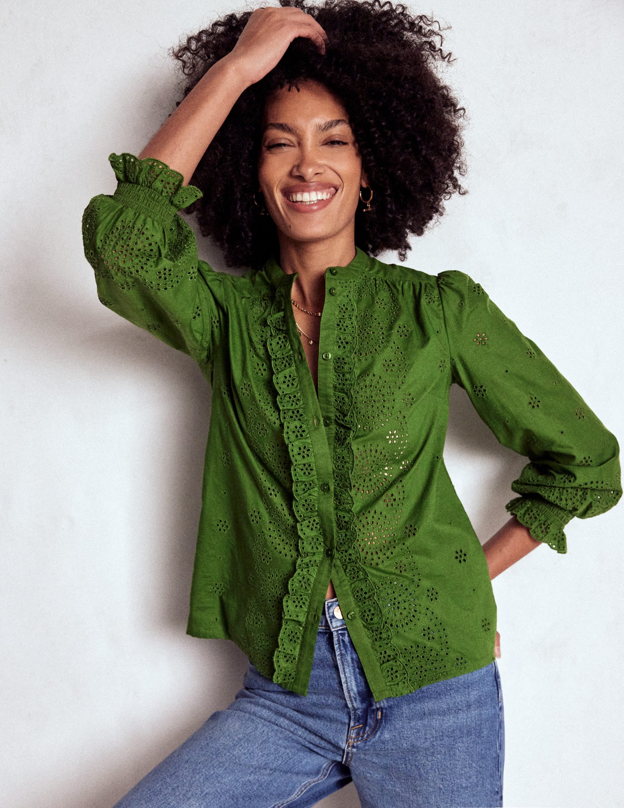 Top Alice avec broderie anglaise-Vert promenade - Image 4