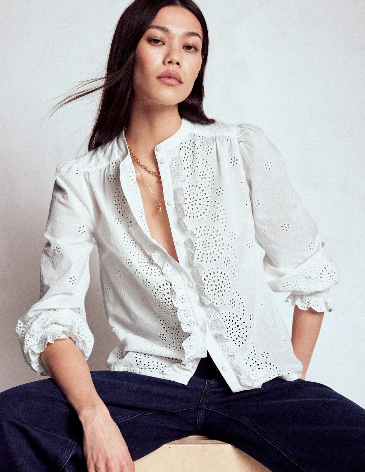 Top Alice avec broderie anglaise-Blanc - Image 4