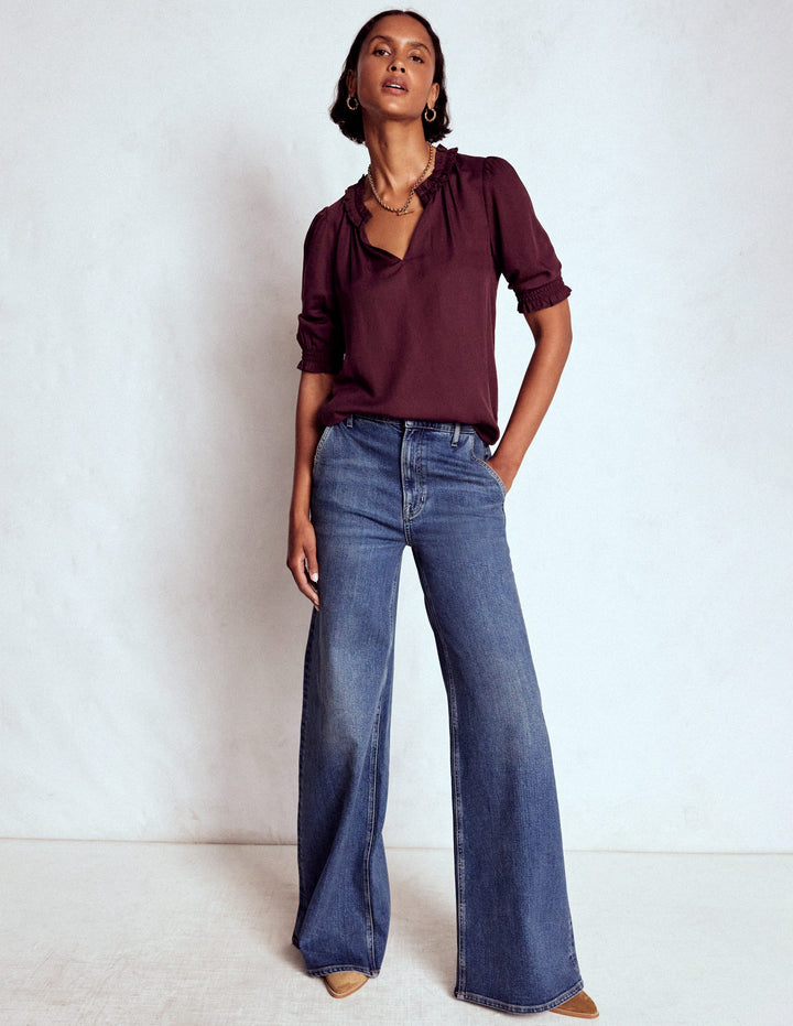 Ria Kurzärmliges Oberteil-Dunkle Kirsche