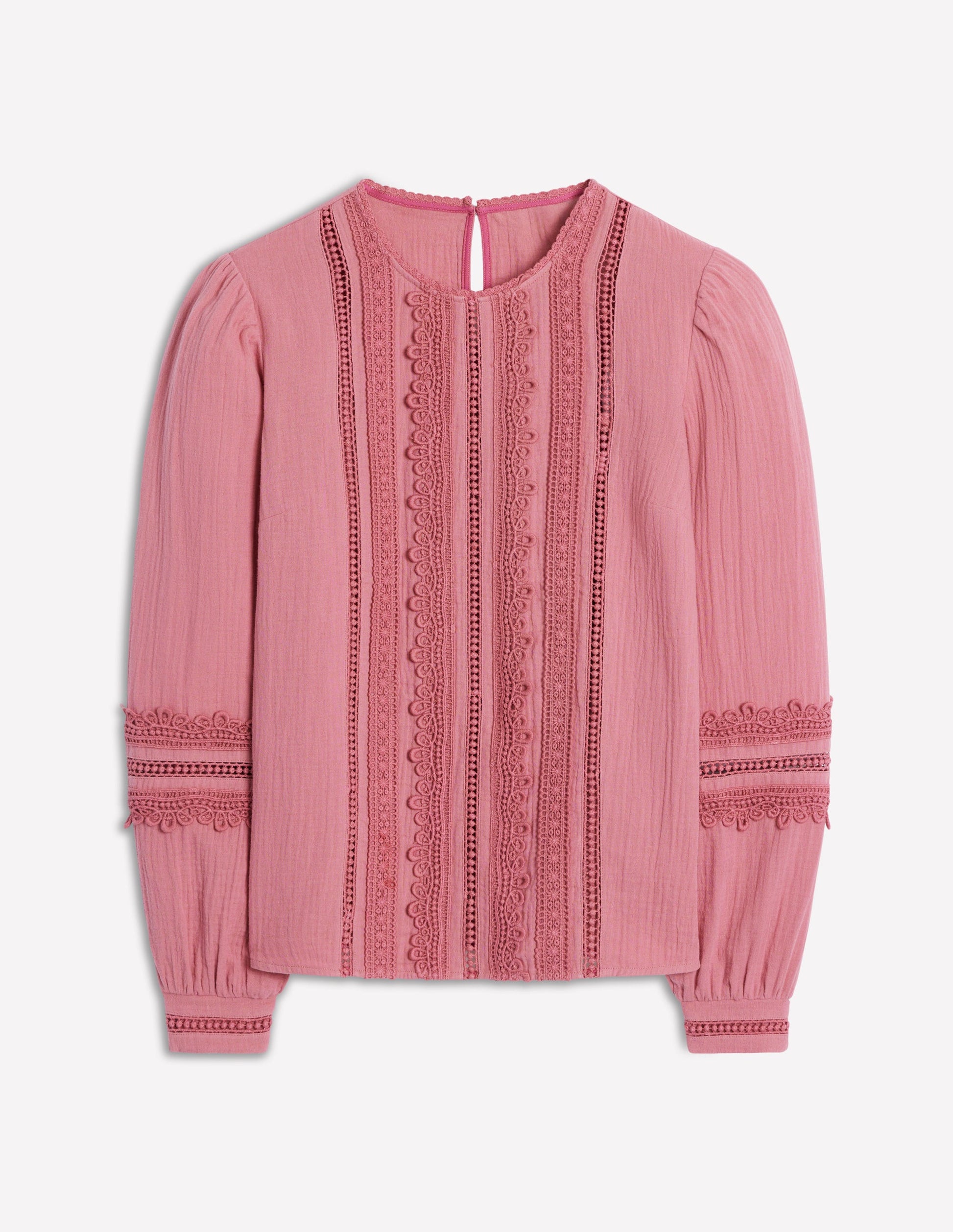 Doppeltuch-Oberteil mit Besatz-Rosa Heide-4