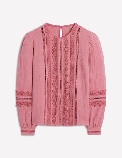 Doppeltuch-Oberteil mit Besatz-Rosa Heide-4
