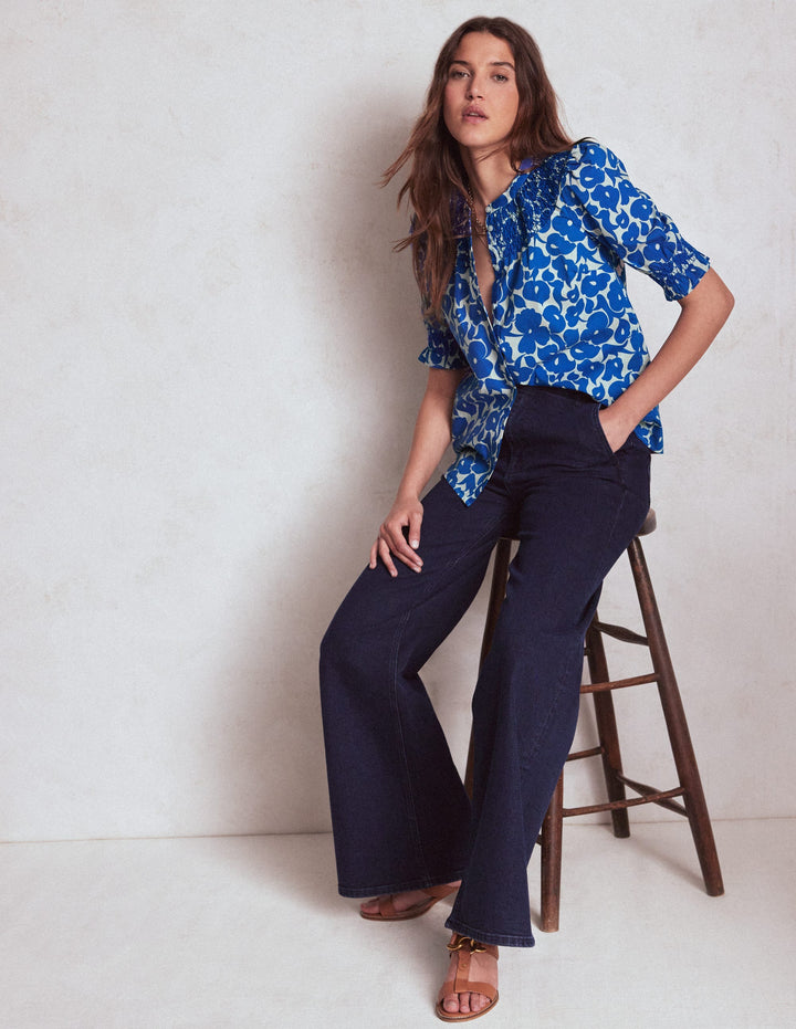 Effie Kurzärmliges Oberteil-Leuchtendes Blau, Laubhain