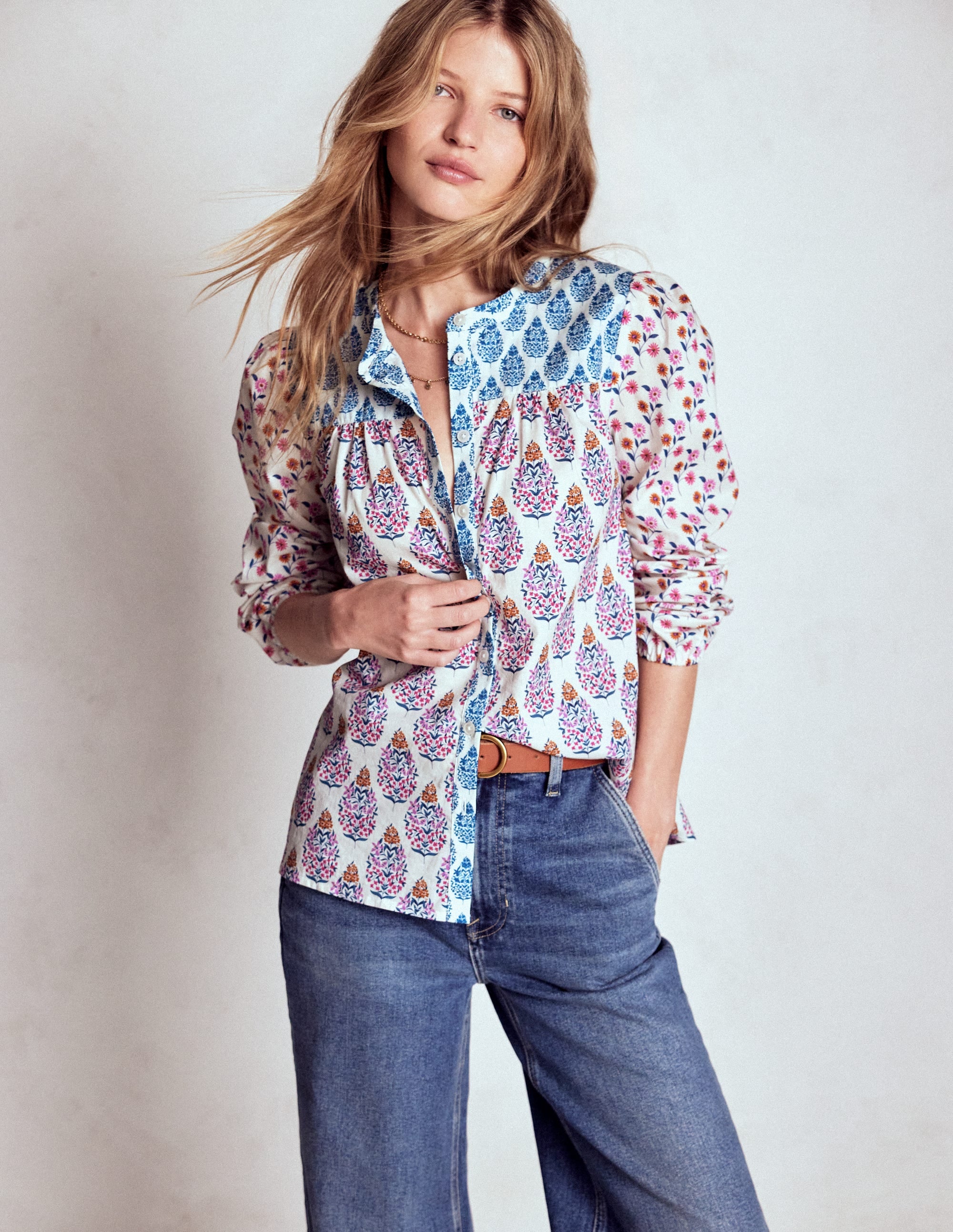 Top Corrine en coton-Multi, bouquet de fleurs sauvages - Image 1