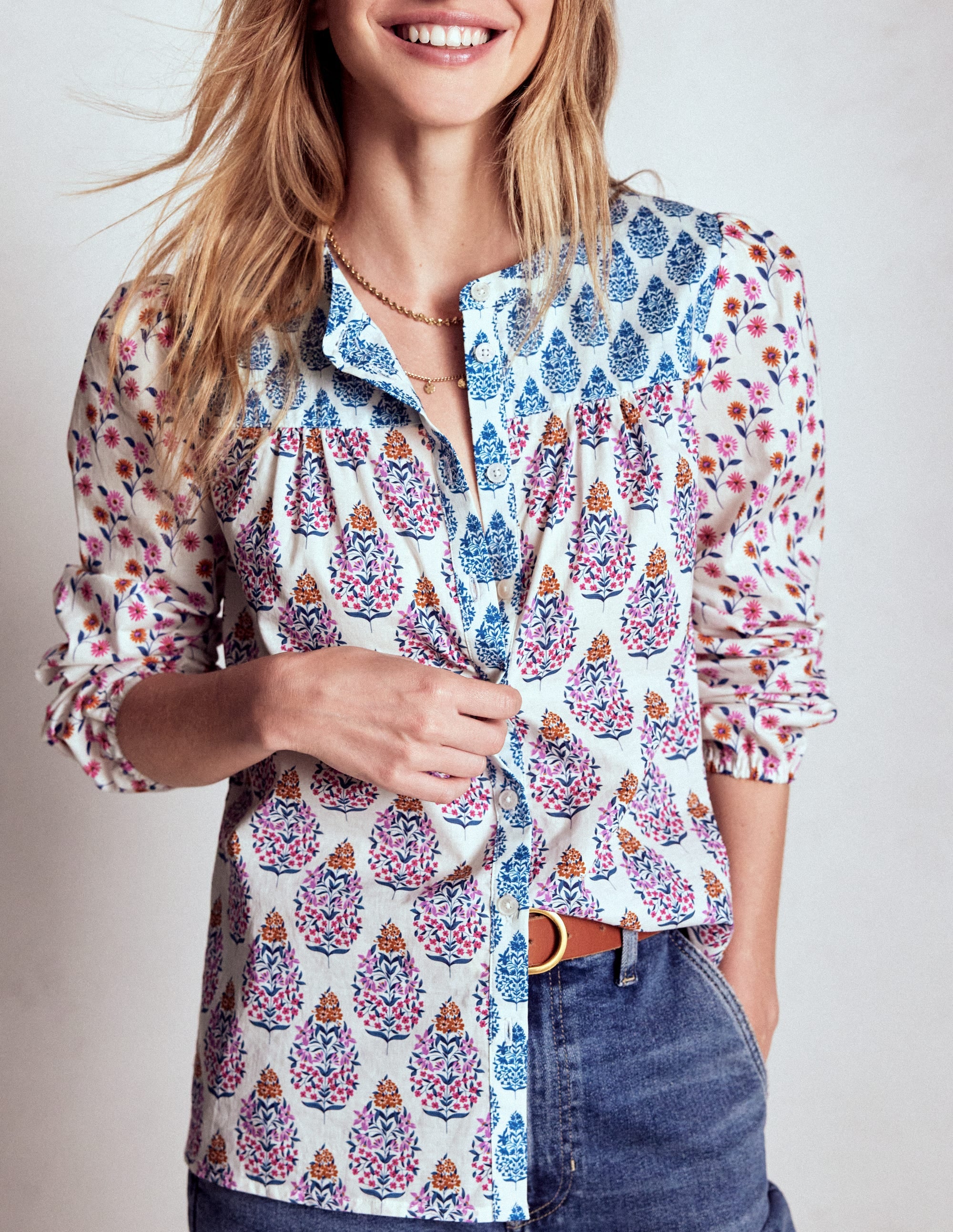 Top Corrine en coton-Multi, bouquet de fleurs sauvages - Image 2