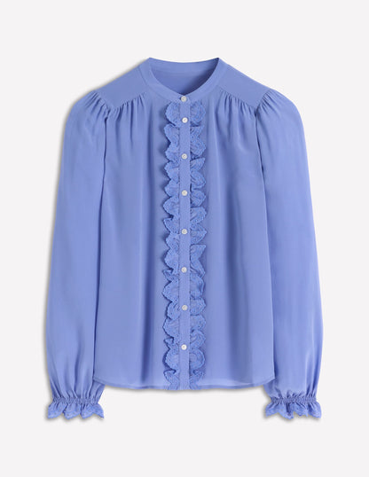 Alice Seidenoberteil mit Rüschen vorn-Sanftes Blau Lochstickerei-5