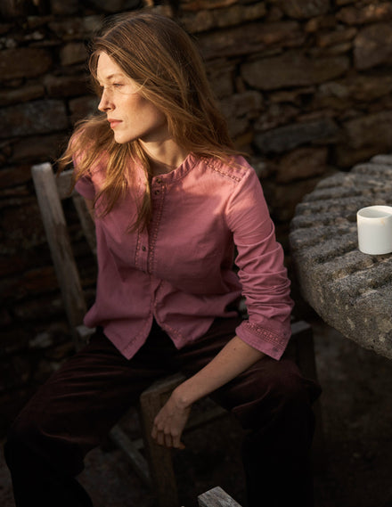 Chemise Victoria en velours côtelé-Rose rougissante