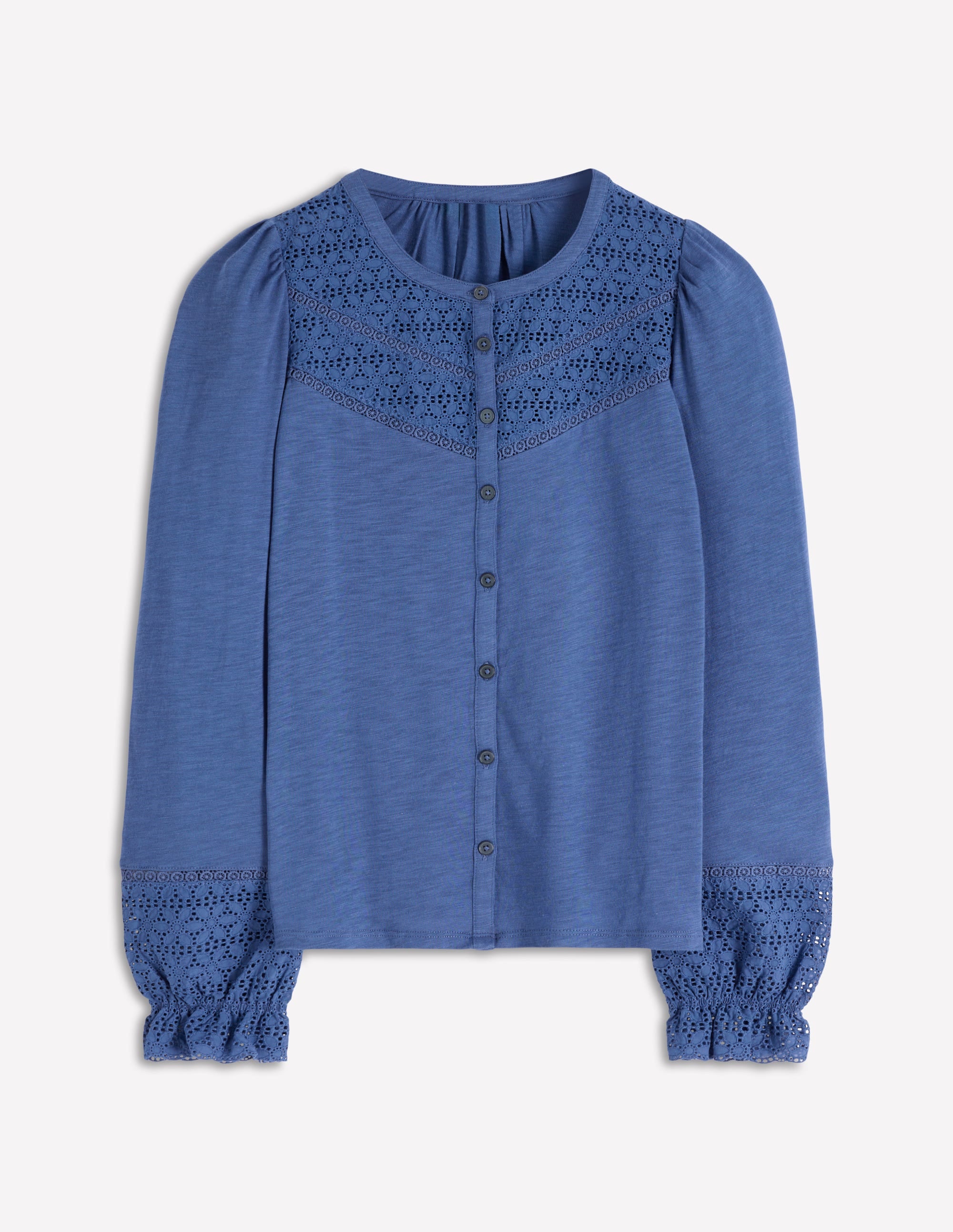 Pippa Jerseyhemd mit Lochstickerei-Denim-Blau - Image 5