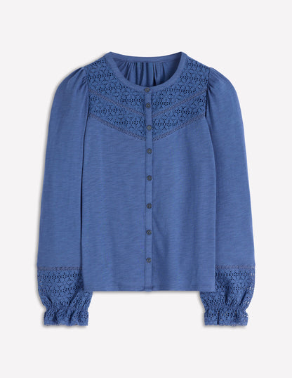 Pippa Jerseyhemd mit Lochstickerei-Denim-Blau-5