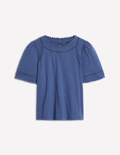 Mila Oberteil mit Spitzenbesatz-Denim-Blau