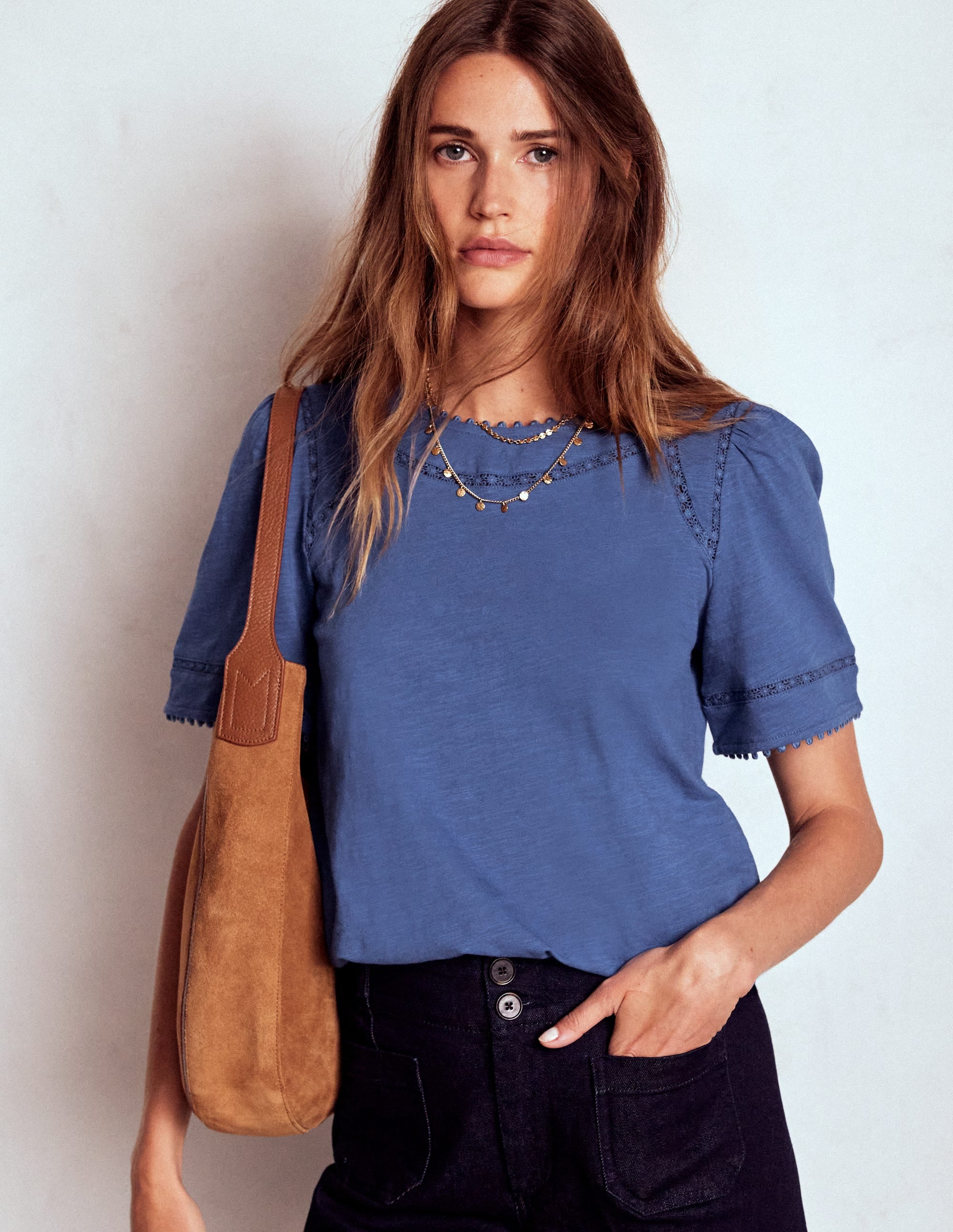 Mila Oberteil mit Spitzenbesatz-Denim-Blau - Image 4
