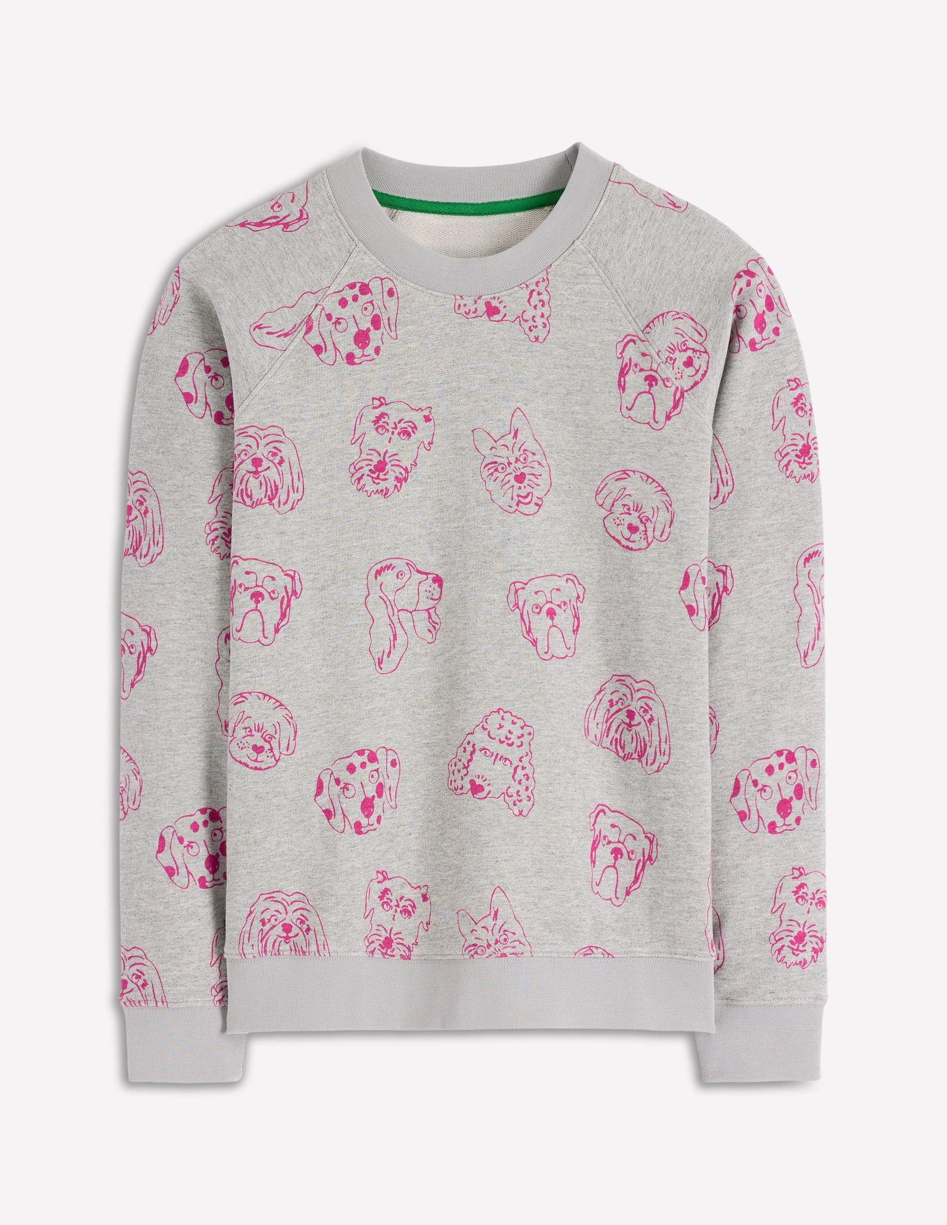 Rosa Bedrucktes Sweatshirt-Grau und Rosa Schafgarbe, Hunde-5