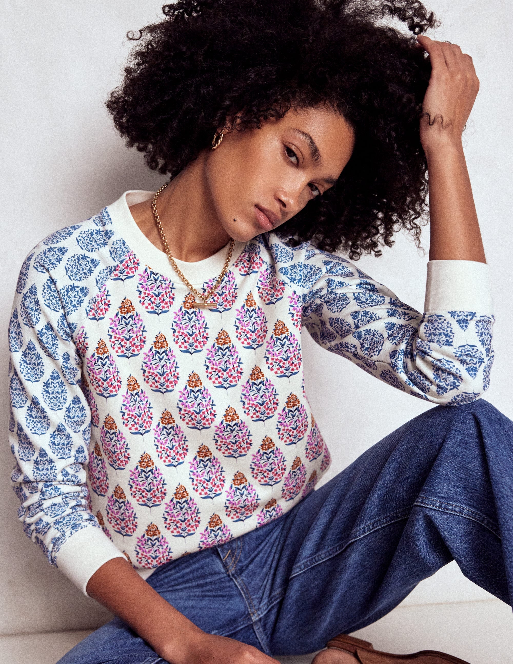 Rosa Bedrucktes Sweatshirt-Bunt, Wildblumenstrauß - Image 1
