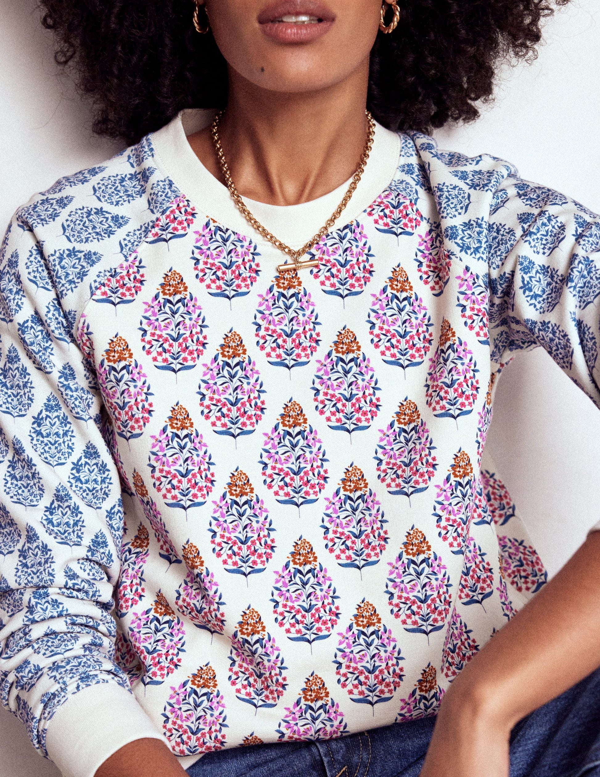 Rosa Bedrucktes Sweatshirt-Bunt, Wildblumenstrauß-2