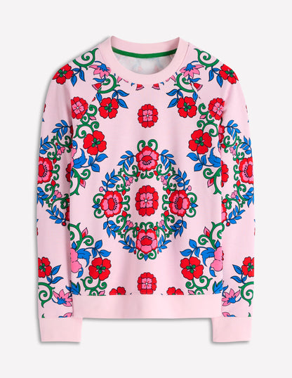 Rosa Bedrucktes Sweatshirt-Rosa, Gitterornament-5