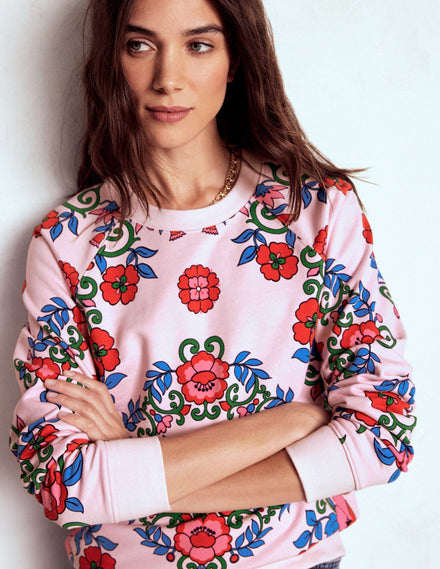 Rosa Bedrucktes Sweatshirt-Rosa, Gitterornament