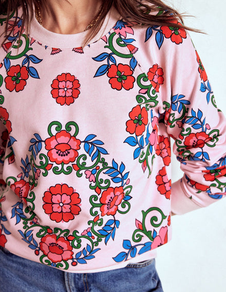 Rosa Bedrucktes Sweatshirt-Rosa, Gitterornament