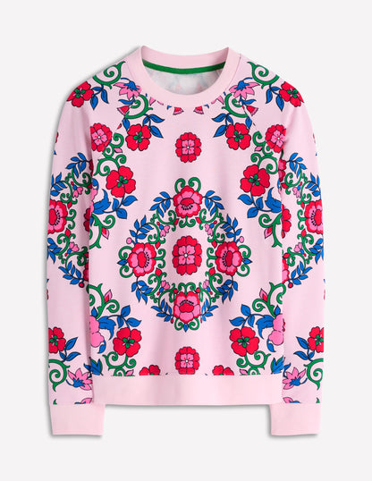 Sweat Rosa à imprimé-Rose, motif Ornamental Lattice-5