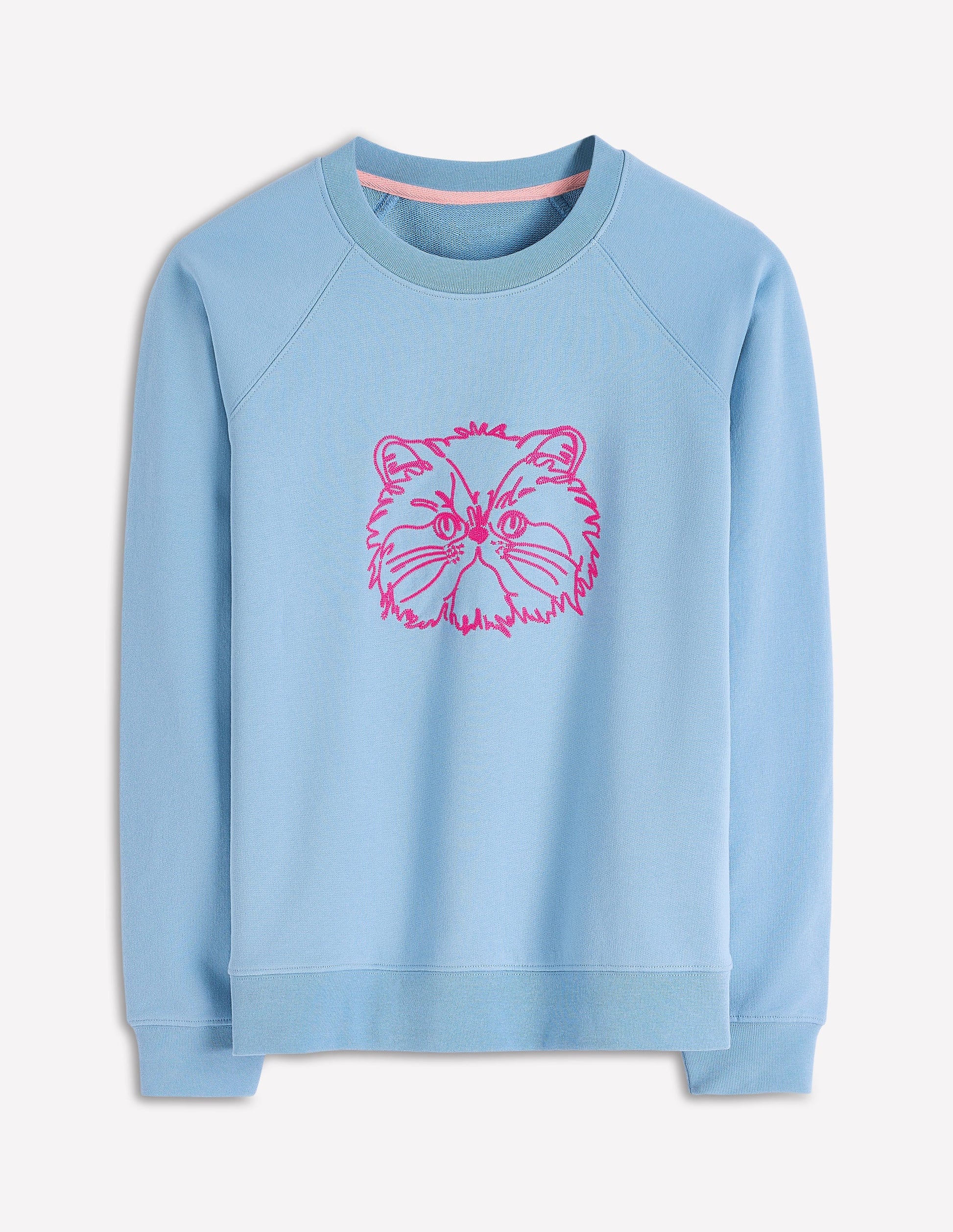 Rosa Sweatshirt mit Stickerei-Mürrische Katze-4