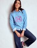 Rosa Sweatshirt mit Stickerei-Mürrische Katze