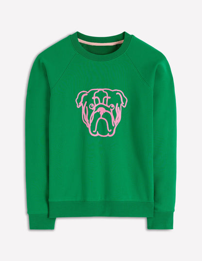 Rosa Sweatshirt mit Stickerei-Mürrischer Hund-5