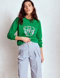 Rosa Sweatshirt mit Stickerei-Mürrischer Hund