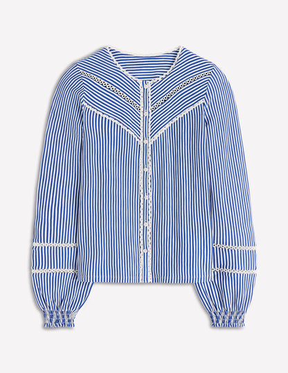Jerseyhemd mit Besatz-Leuchtendes Blau, Naturweiß gestreift-6