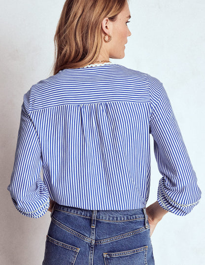 Jerseyhemd mit Besatz-Leuchtendes Blau, Naturweiß gestreift-4