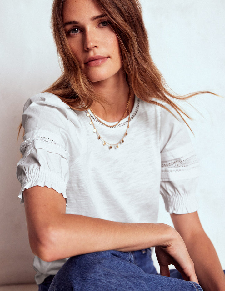 Lottie Oberteil mit Puffärmeln-Weiß