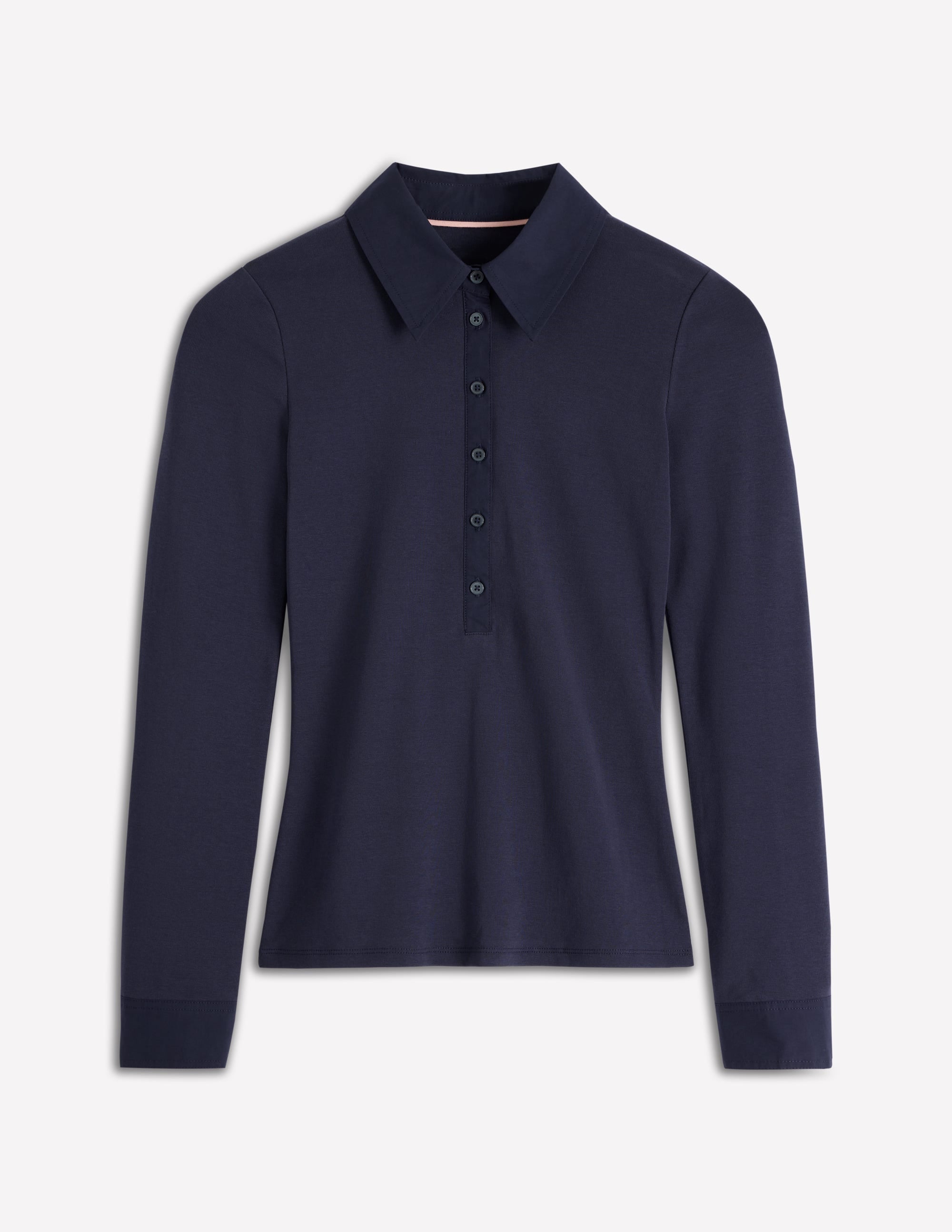 Chemise en jersey à col et patte de boutonnage-Bleu marine - Image 5