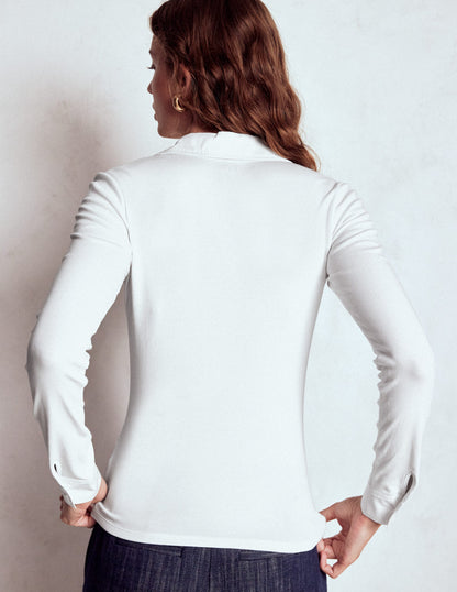 Jerseyhemd mit Kragen und Knopfleiste-Weiß-3