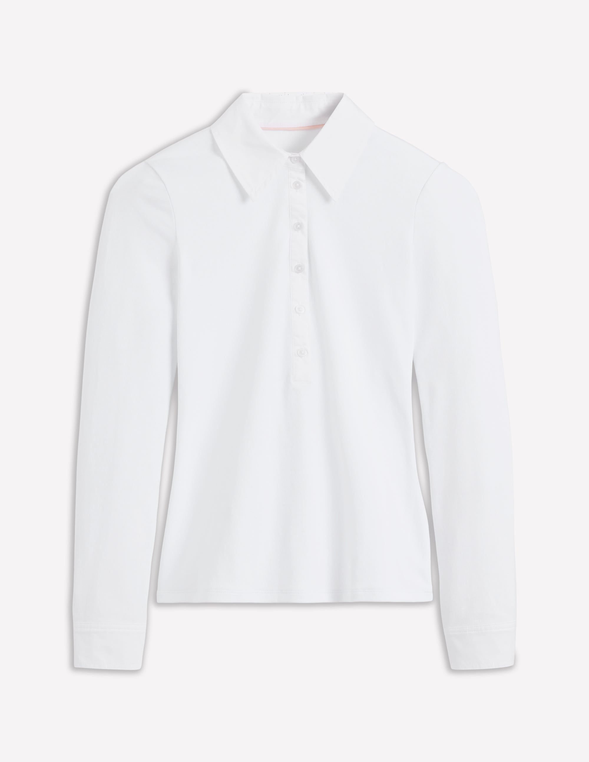 Chemise en jersey à col et patte de boutonnage-Blanc - Image 5