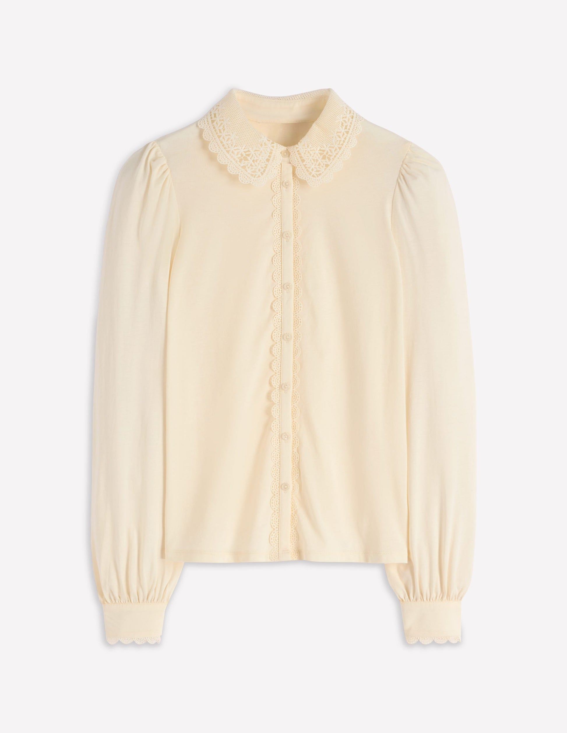 Bluse mit Spitzenkragen-Naturweiß-5