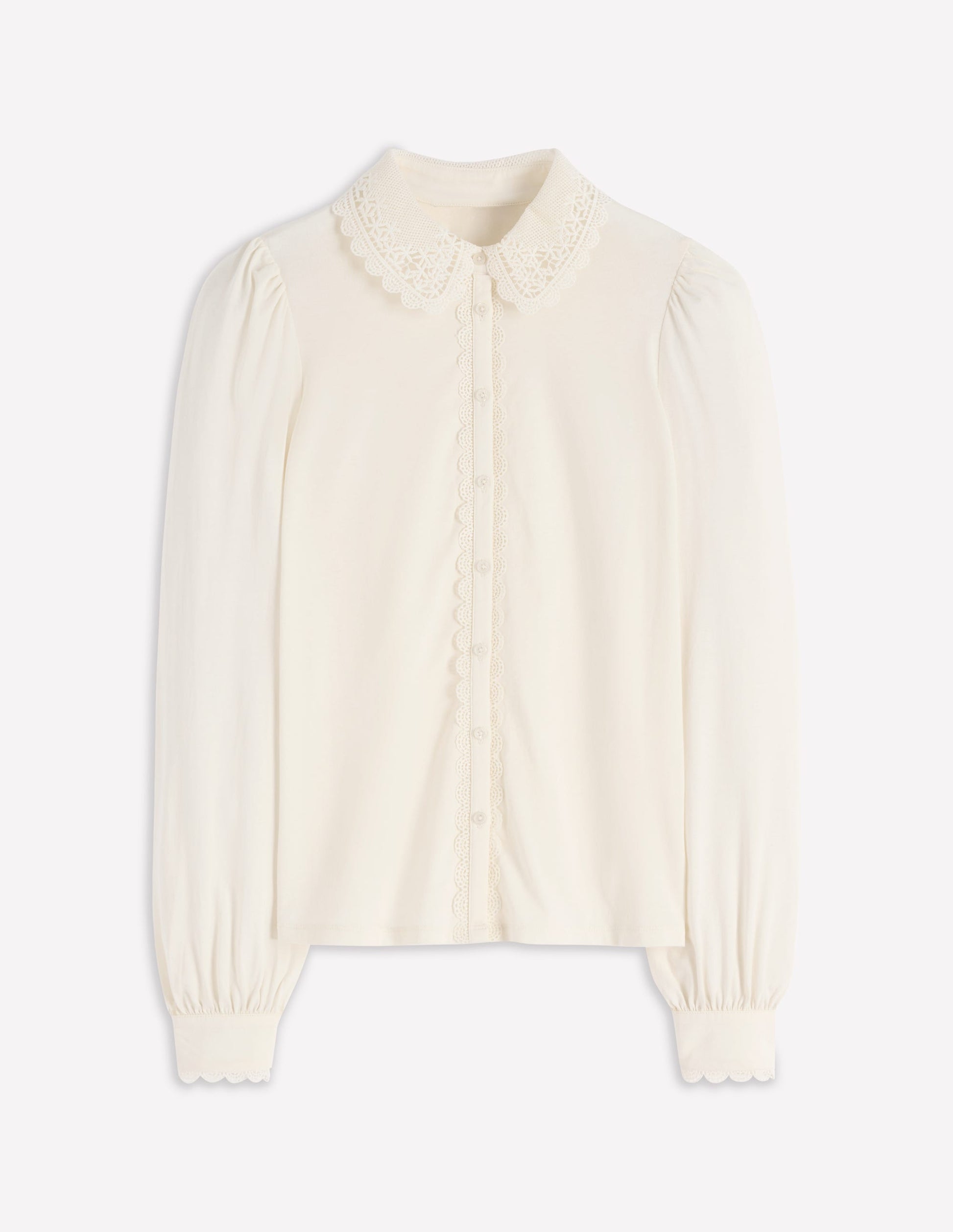Bluse mit Spitzenkragen-Naturweiß-5