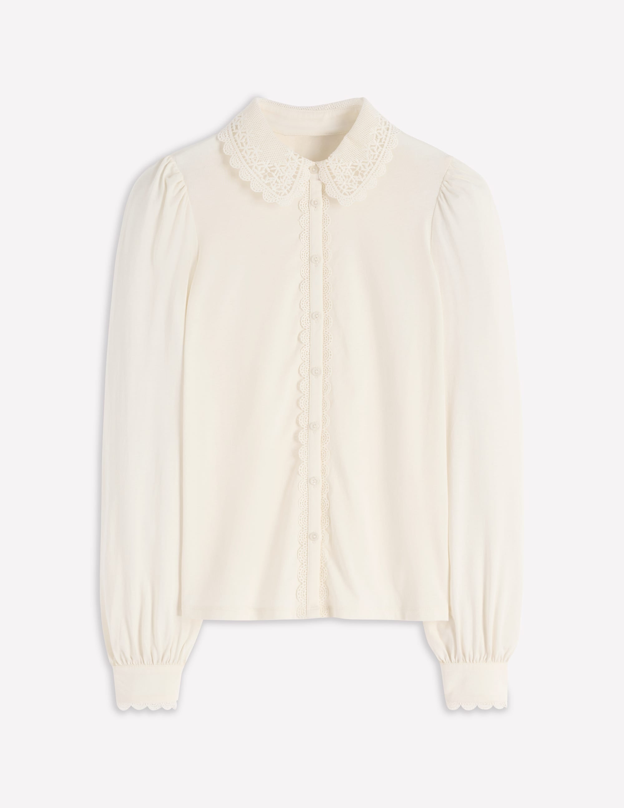 Bluse mit Spitzenkragen-Naturweiß - Image 5