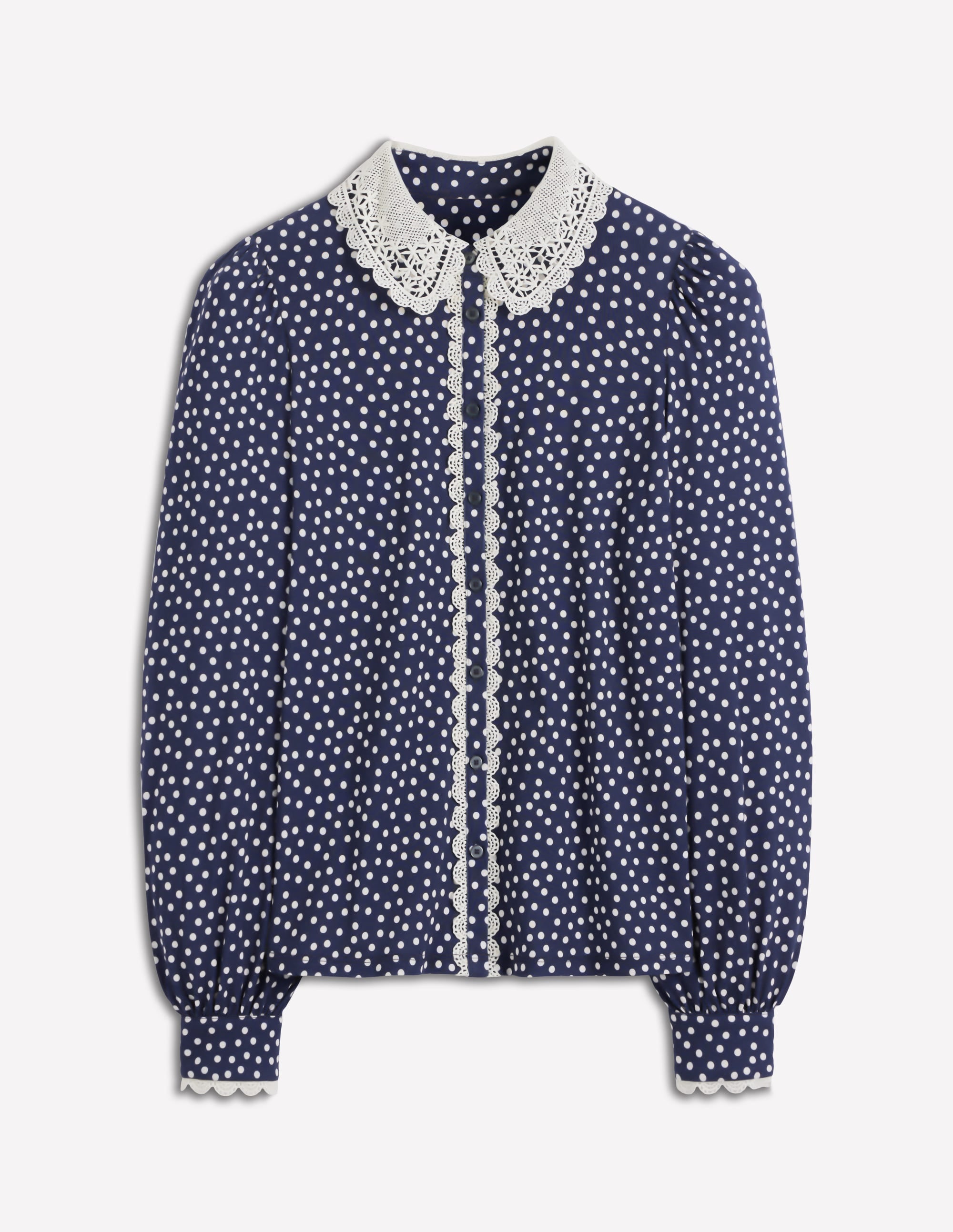 Bluse mit Spitzenkragen-Marineblau - Image 6
