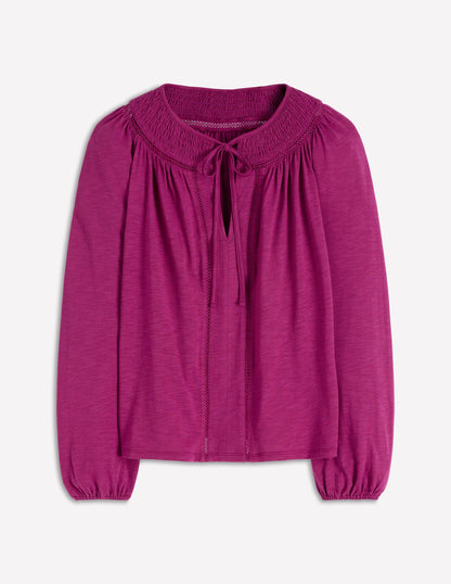 Georgia Gesmoktes Jerseyoberteil-Sattes Magenta-6