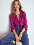 Georgia Gesmoktes Jerseyoberteil-Sattes Magenta
