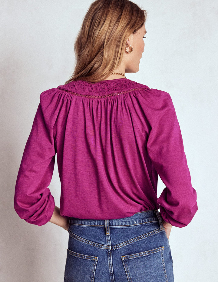 Georgia Gesmoktes Jerseyoberteil-Sattes Magenta