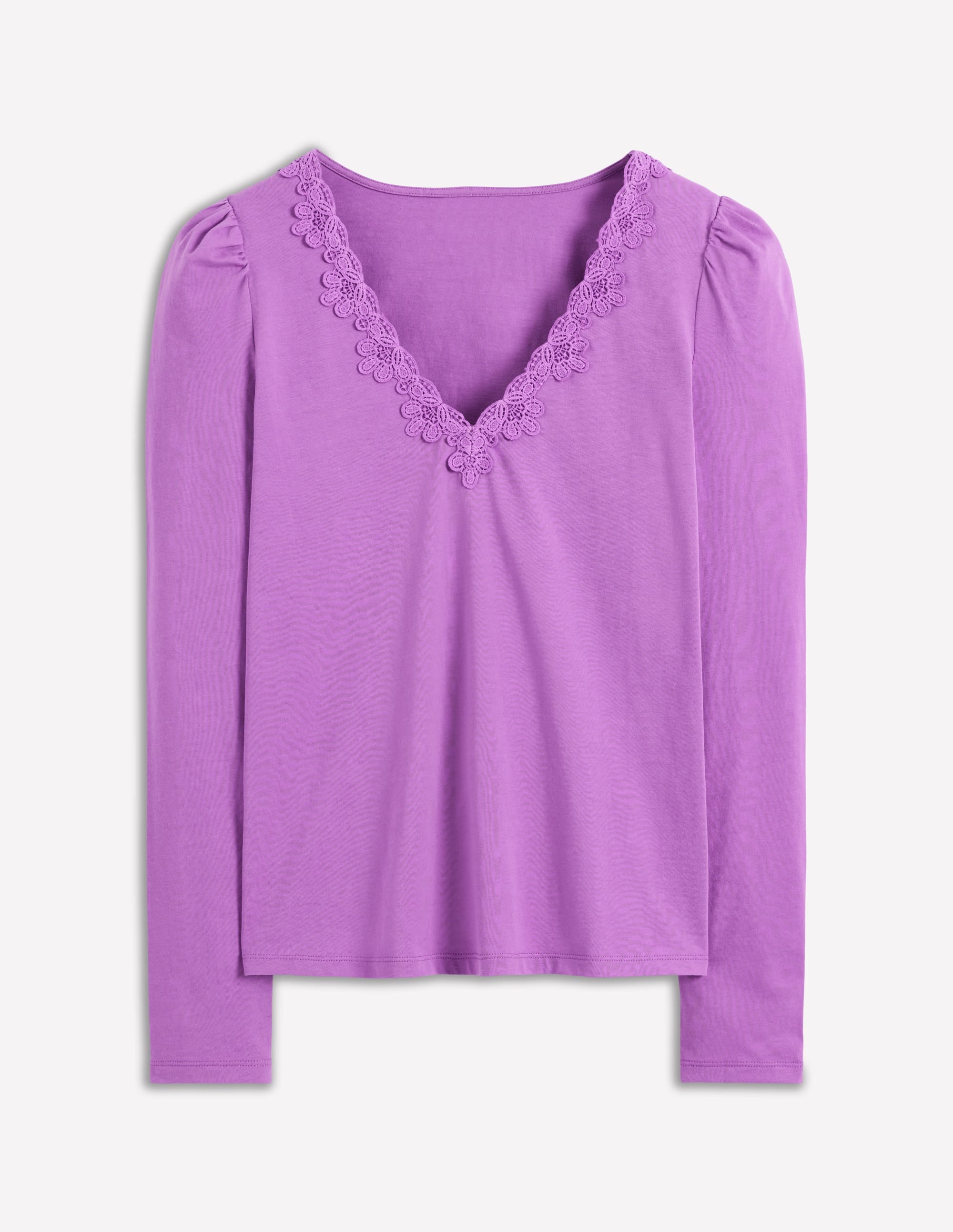 Superweiches Oberteil mit V-Ausschnitt und Besatz-Amethyst-Lila - Image 5