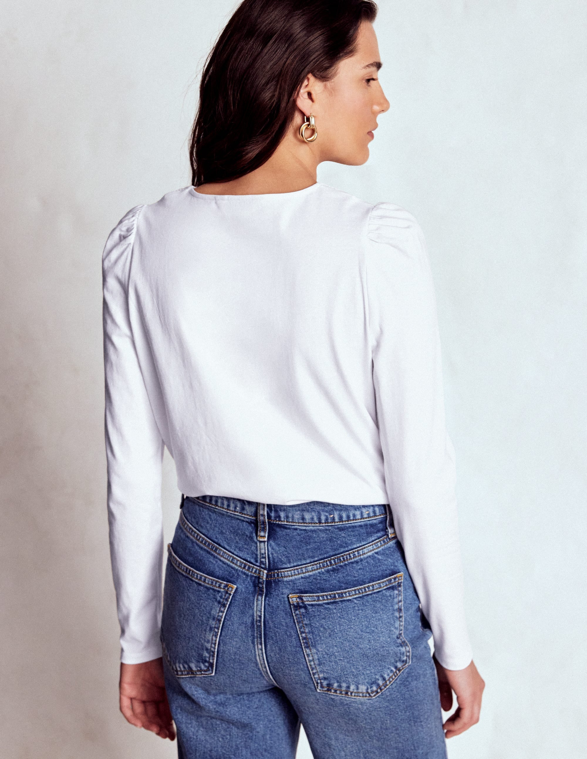 Supersoft V- Neck Trim Top-White - Image 4