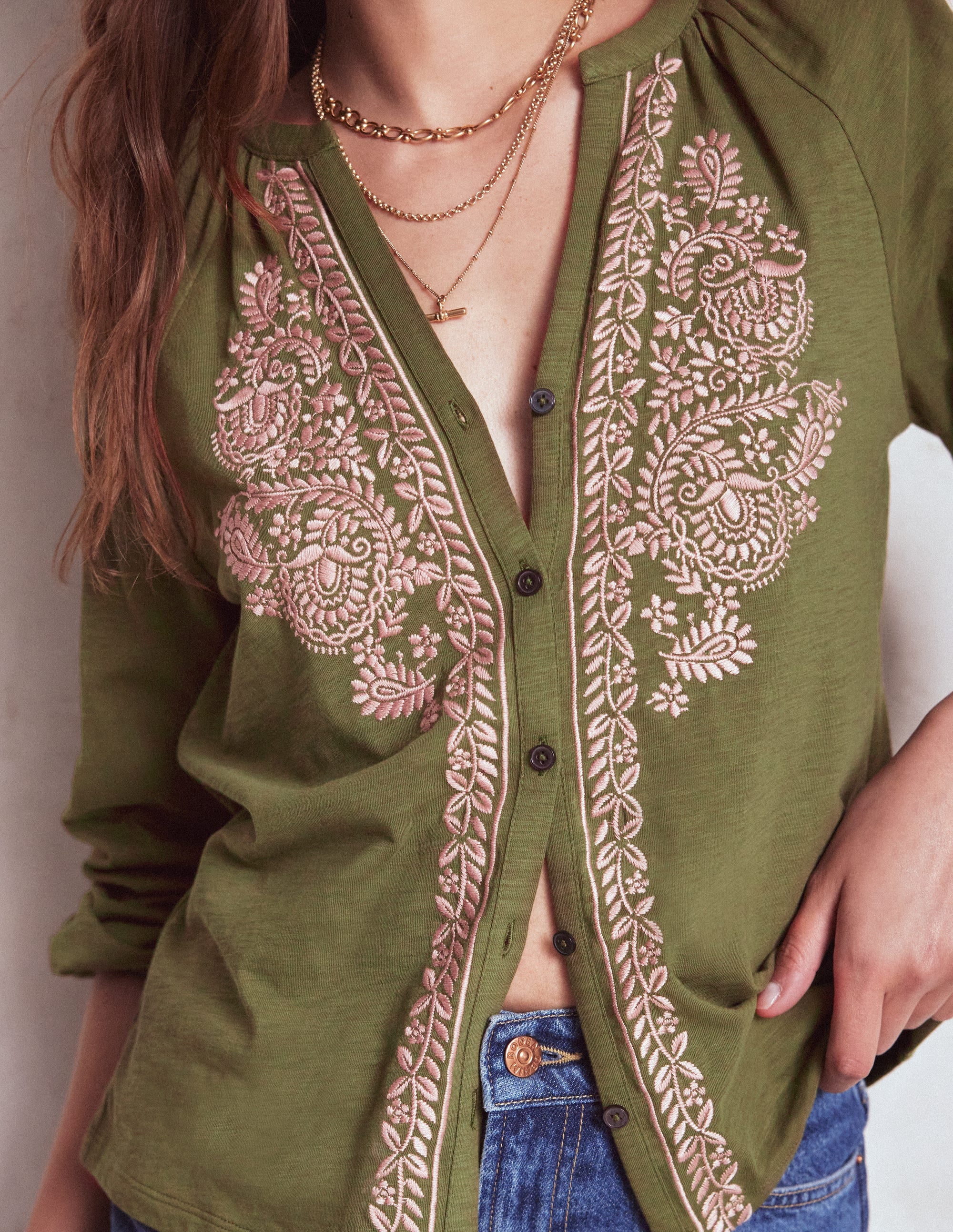 Chemise Alma brodée-Vert des bois - Image 2