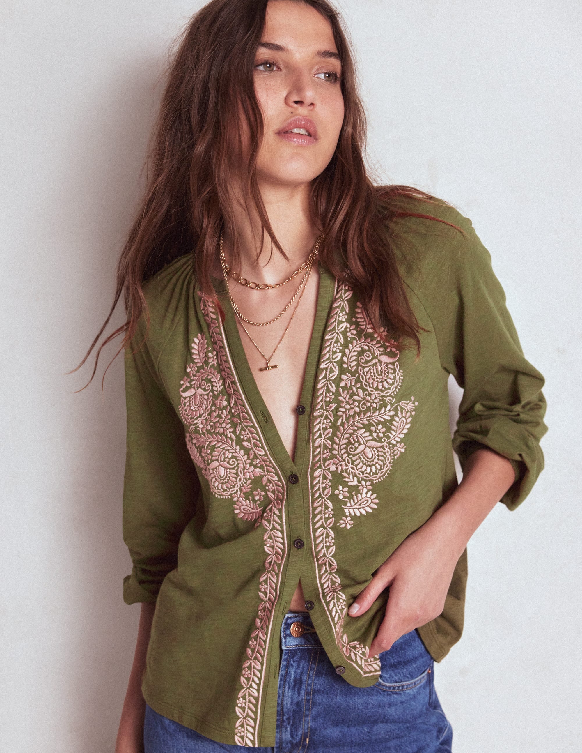 Chemise Alma brodée-Vert des bois - Image 4