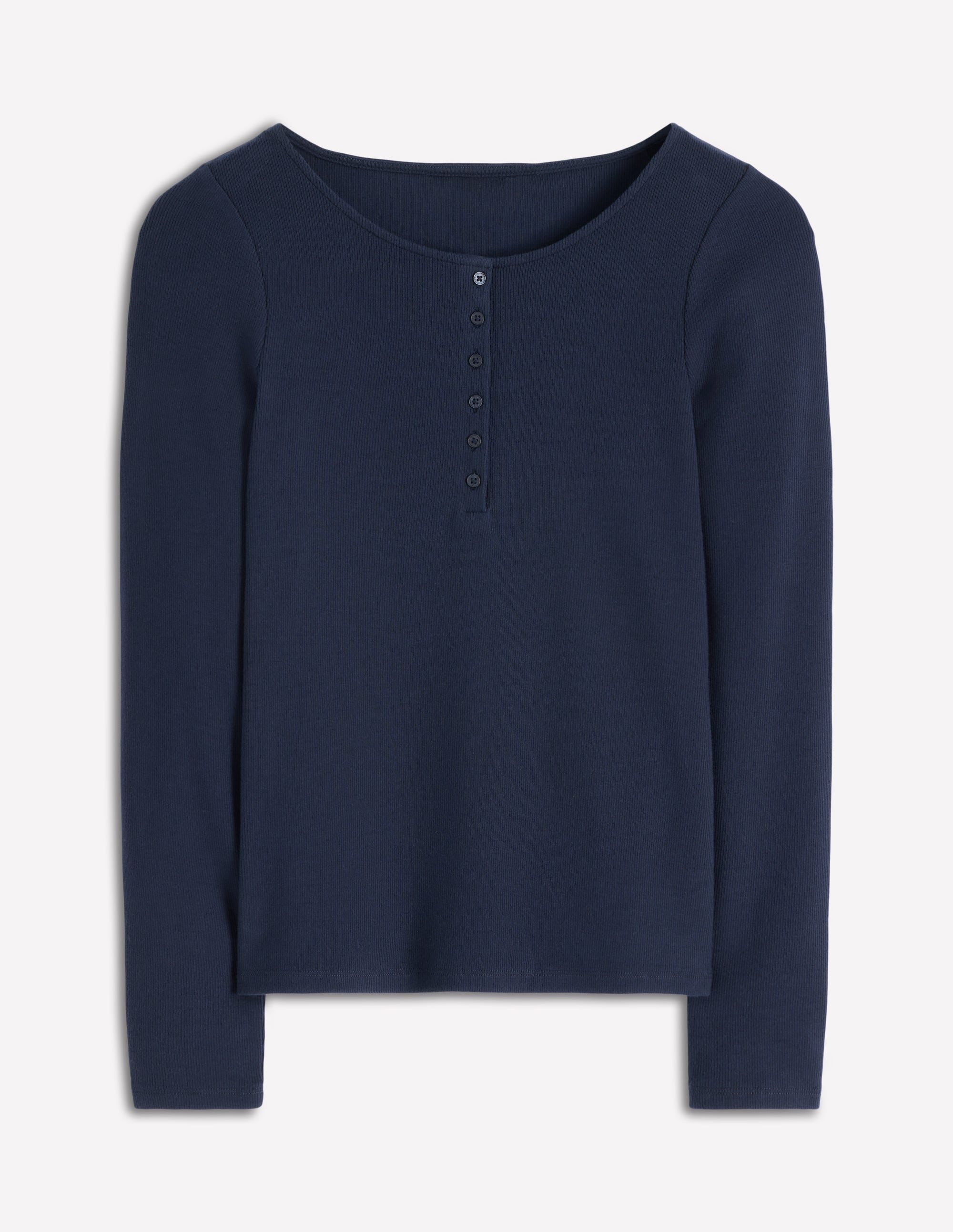 Geripptes Henley-Shirt-Marineblau - Image 5