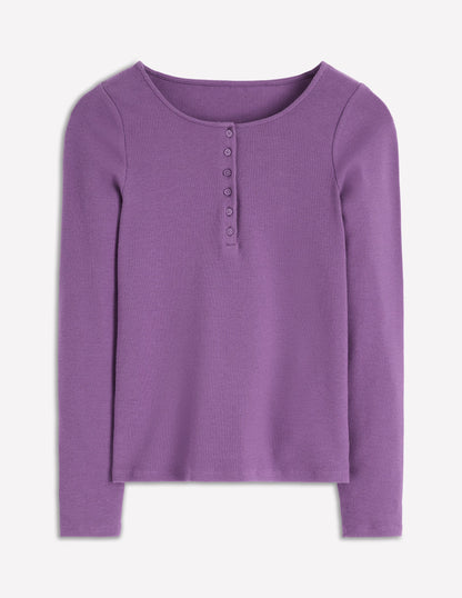 Henley-Shirt aus Rippstrick-Mystisches Lila-5