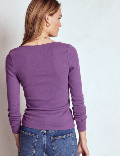 Henley-Shirt aus Rippstrick-Mystisches Lila-3
