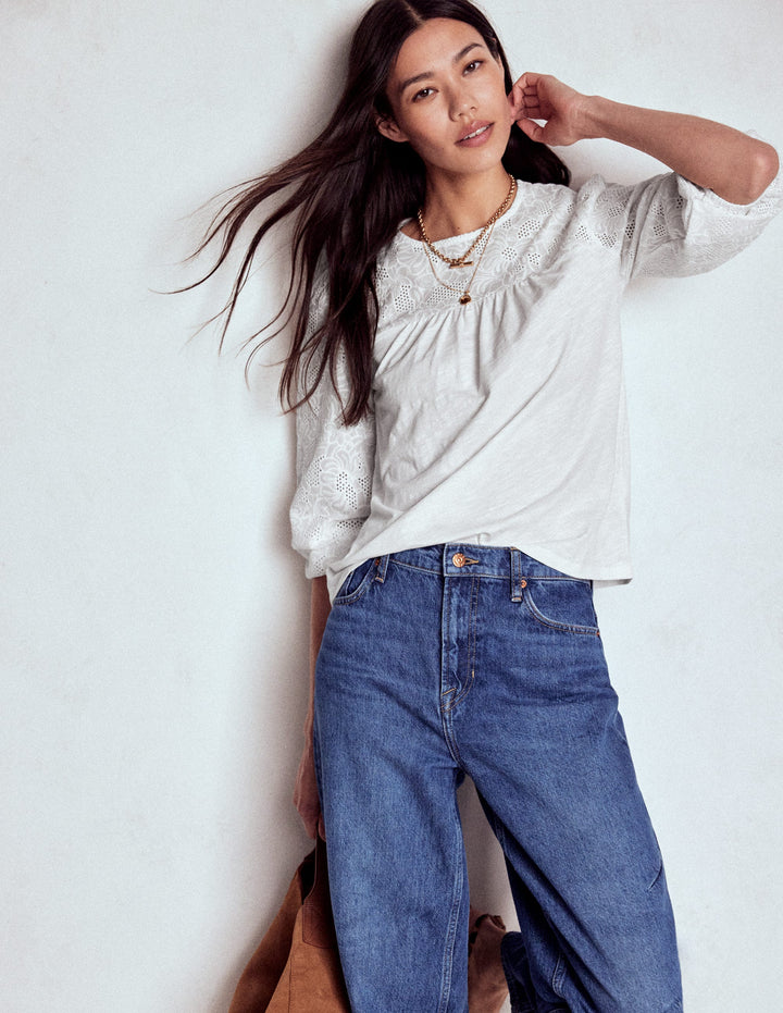 May Oberteil mit Lochstickerei-Weiß