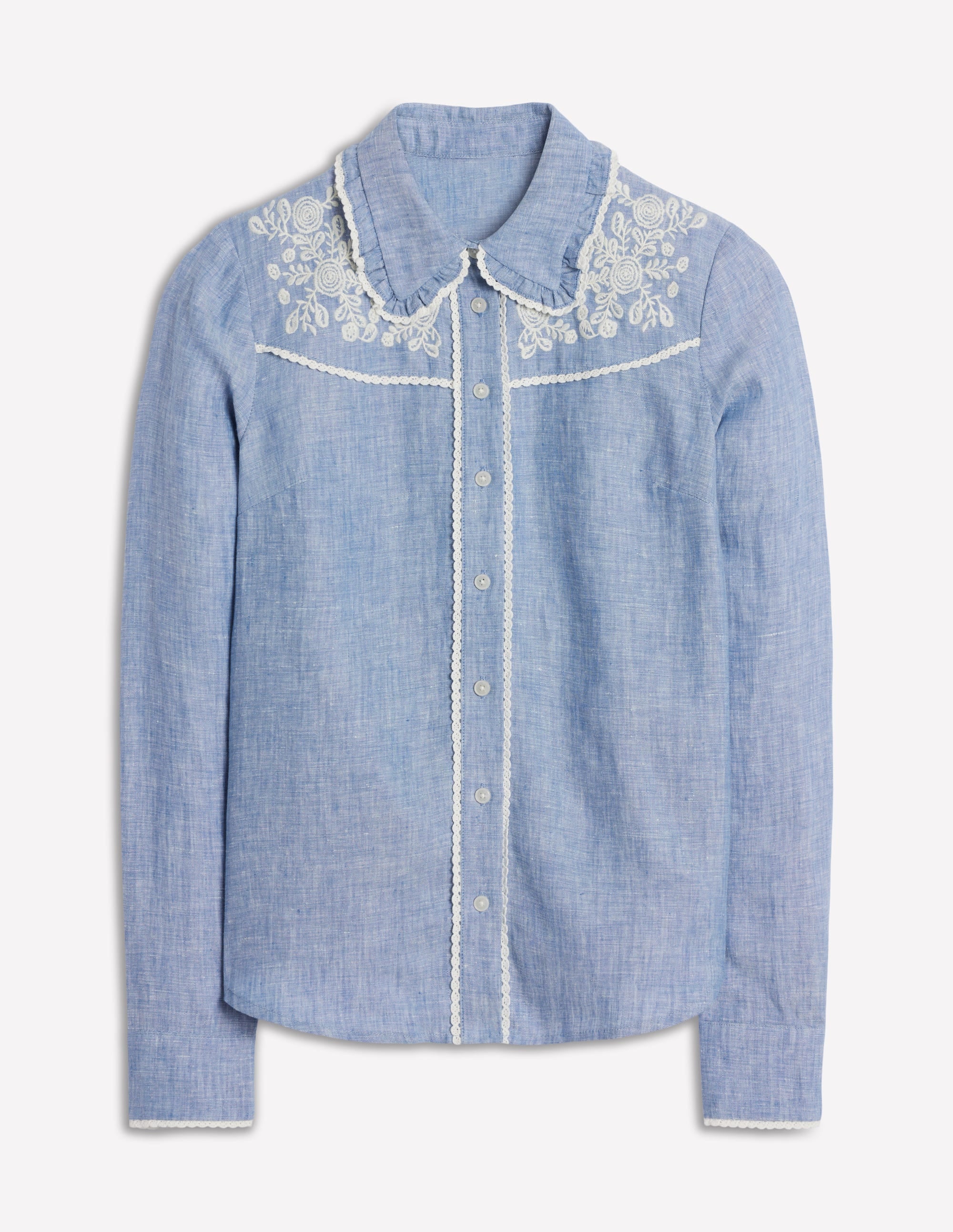 Sienna Westernhemd-Blauer Faux-Uni - Image 5