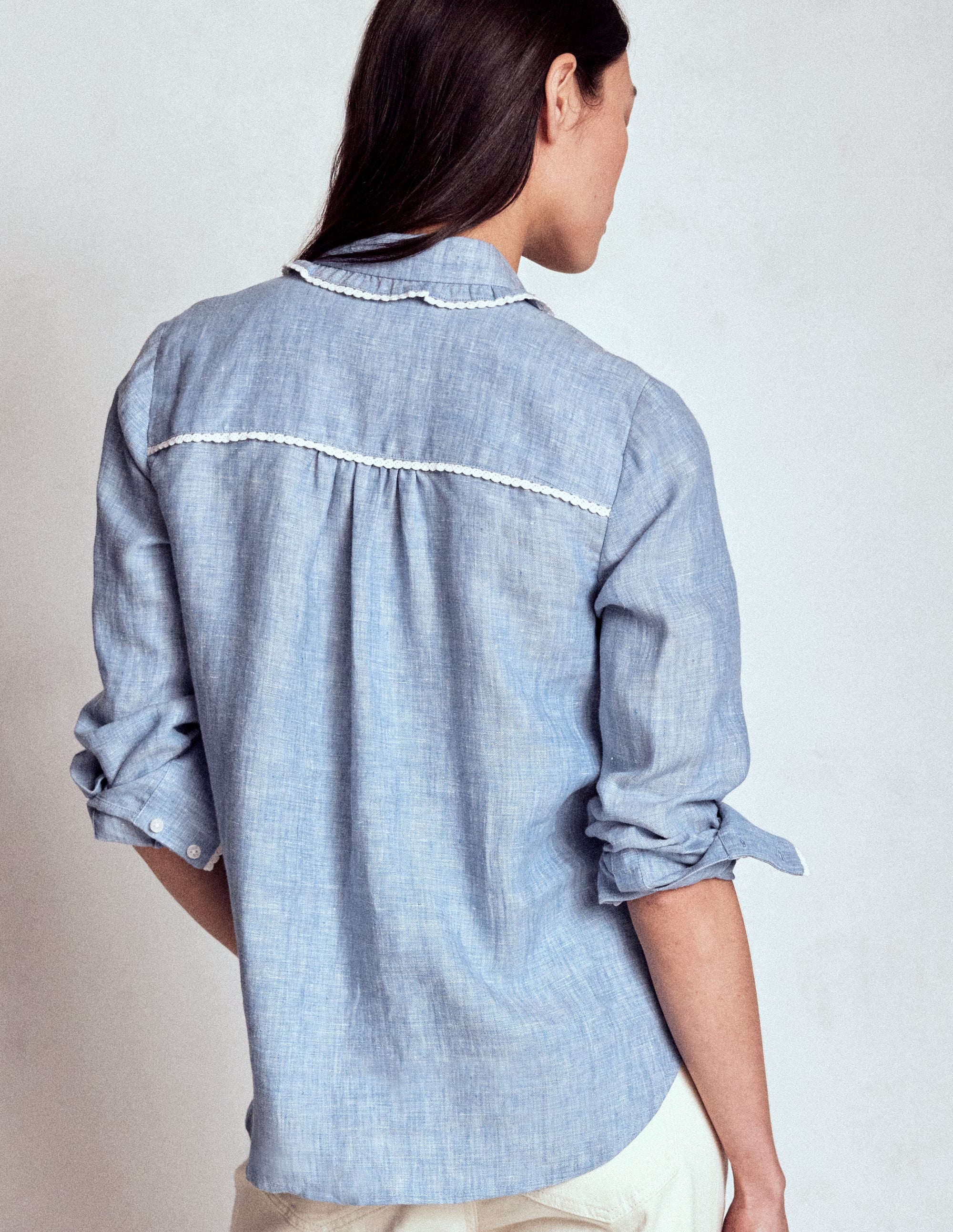Sienna Westernhemd-Blauer Faux-Uni - Image 3
