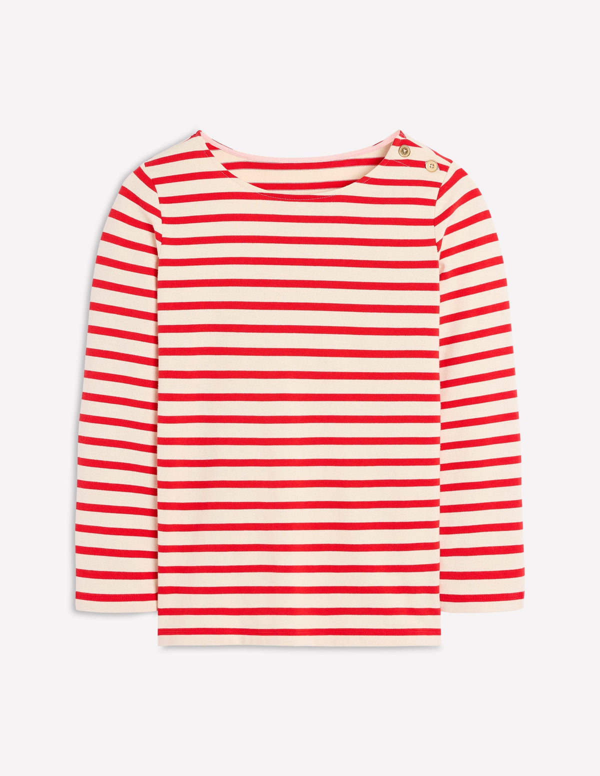 Maritimes Bretonshirt mit Zierknöpfen-Naturweiß und Leuchtendes Rot - Image 5